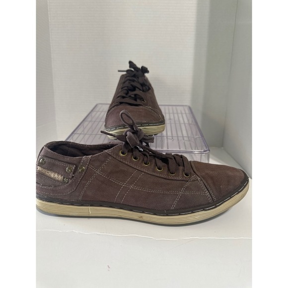 Skechers Casual‎ Sneakers Brown Canvas Lace Up Comfort Shoes Men's - Picture 2 of 7